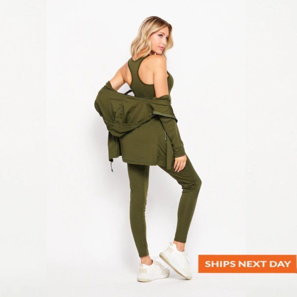 Cloud Soft Zip Hooded Jacket 3 Piece Sport Set - Three Piece Set - Athleisure